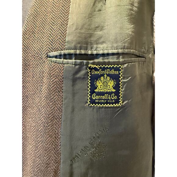 Oxxford Clothes Men's Cashmere Suit Jacket Sport Coat Brown Herringbone Sz 43 JL - Picture 10 of 16